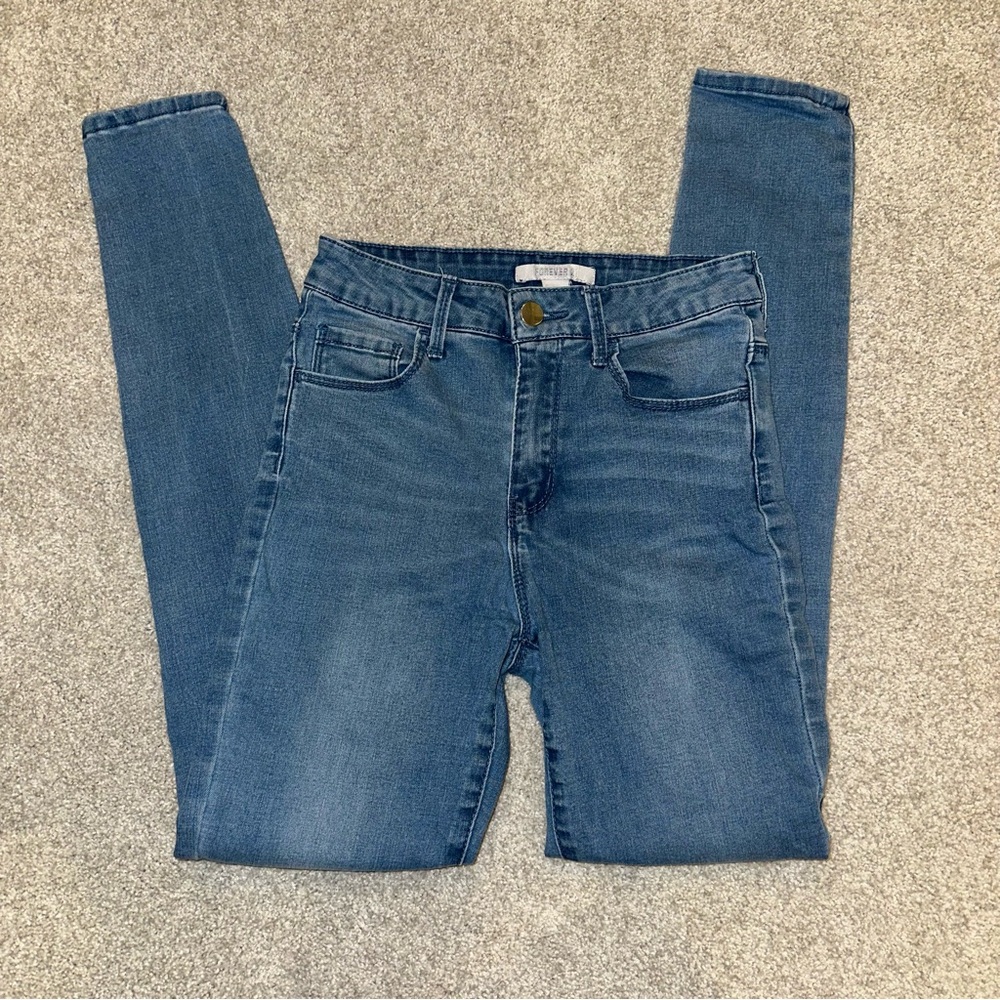 Forever 21 Medium Blue High Waist Skinny Jeans